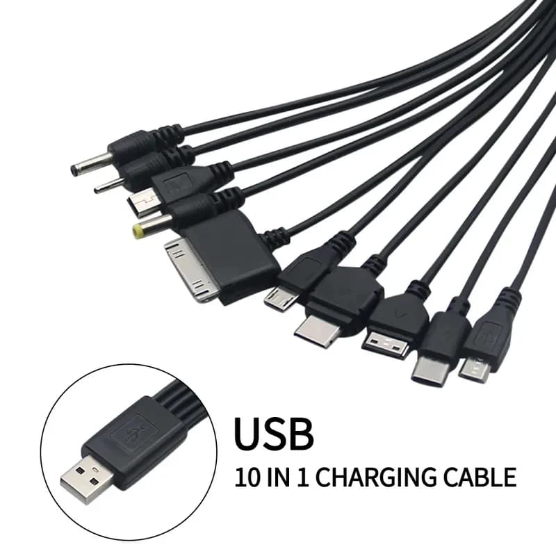 NNBILI 10-in-1 Multi-Head USB Charging Cable, Universal Retractable Travel Charger Cord with Micro-USB / Type-C / Lightning Conn - 2