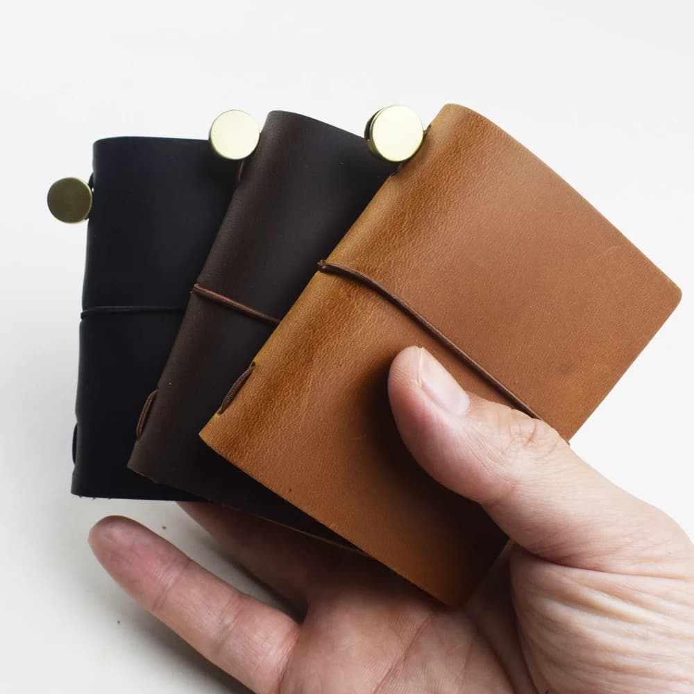 دفتر جيب من الجلد الطبيعي، يدوي الصنع، خمر، جلد البقر، يوميات، مجلة، كراسة رسم، مخطط، مفكرة، دفتر ملاحظات - 6