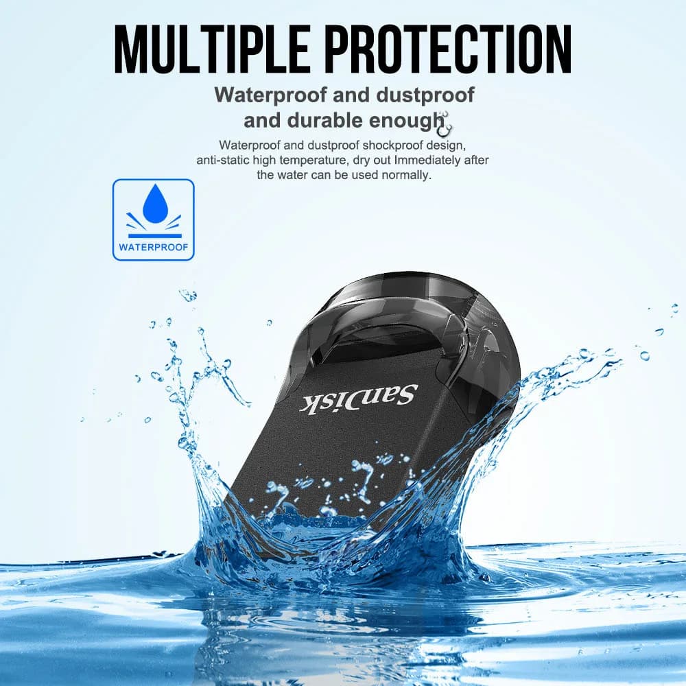فلاشة SanDisk CZ430 USB3.0 صغيرة 130 ميجابايت/ثانية 128 جيجابايت 64 جيجابايت 32 جيجابايت 16 جيجابايت ذاكرة يو ديسك للابتوب التلفزيون السيارة الكمبيوتر - 5
