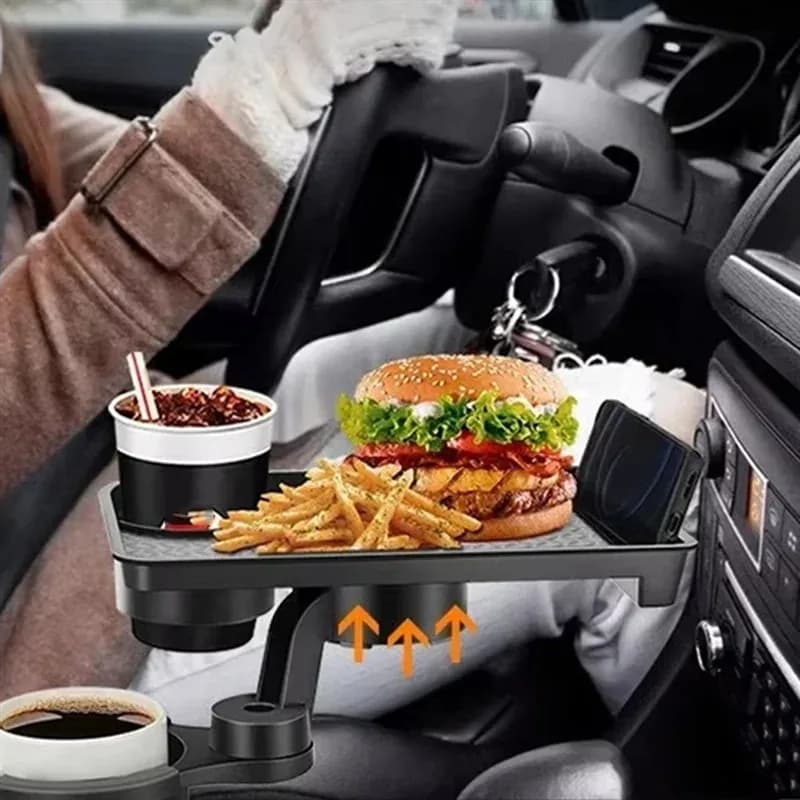 High Quality Universal Car Cup Holder Tray - 360 °   Rotating Adjustable Dual Cup Organizer - 4