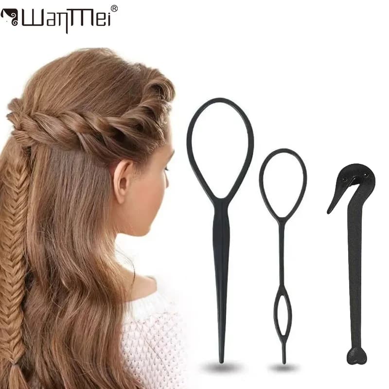 مجموعة أدوات ضفيرة شعر 2 في 1 صانع ضفائر فرنسية وهولندية أداة إزالة وقطع شريط مرن أدوات تصفيف شعر DIY للنساء