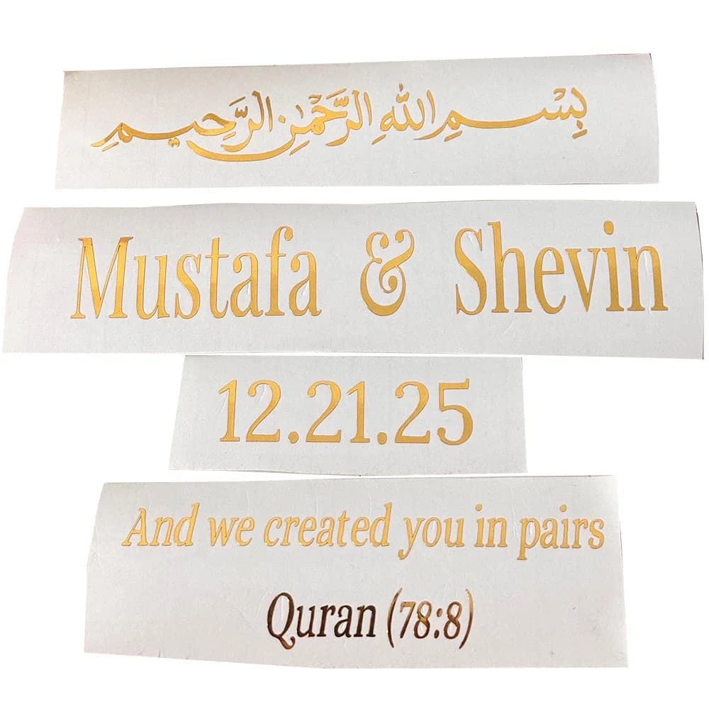 Personalized Sign Vinyl Sticker Name Decal for Mirror Ring Plate Board Engagement Wedding Nikkah Gift Decor Islamic Arabic Label - 5