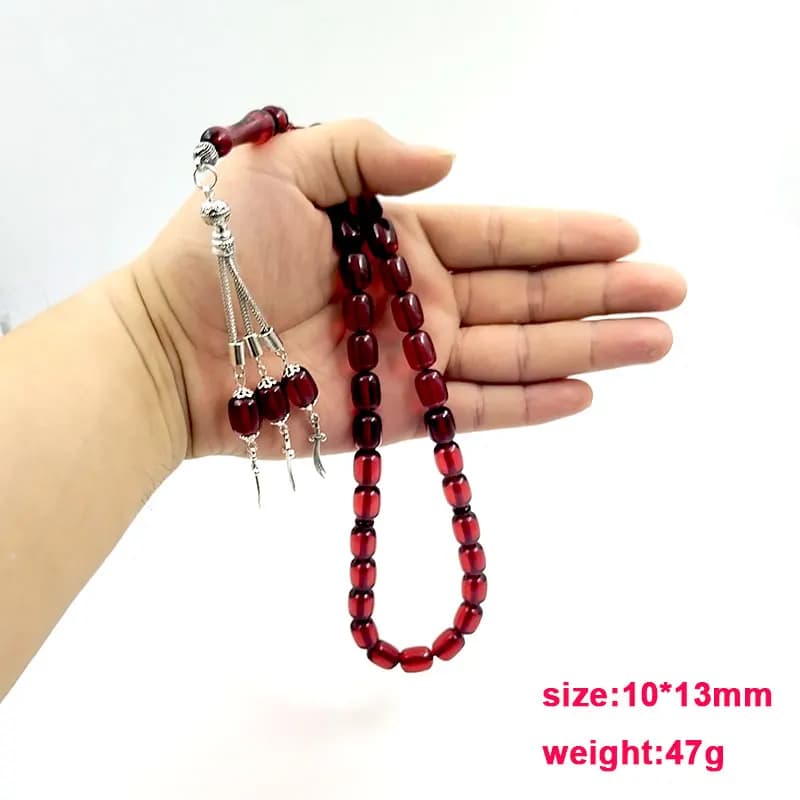 ALBASHAN Red Resin Tasbih Misbaha prayer beads ramadan gift muslim Accessories Arabic rosary  jewelry Eid gift Islamic Bracelets - 6