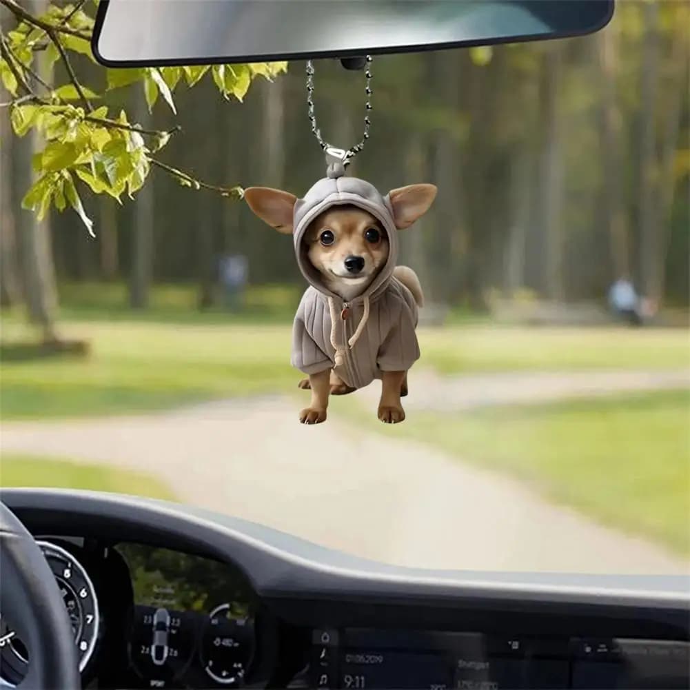 زينة جمجمة معلقة زينة كلب خفيفة الوزن زينة أكريليك معلقة فريدة لشجرة عيد الميلاد مرآة السيارة الخلفية - 4