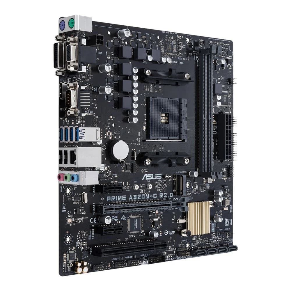 لوحة أم ASUS PRIME A320M-C R2.0 مقبس AM4 شريحة A320M ذاكرة DDR4 حتى 32 جيجابايت دعم M.2 متوافق مع معالجات Ryzen 5 5600 وRyzen 5700 وRyzen 2600 وRyzen 7 3700 مقاس Micro ATX - 4