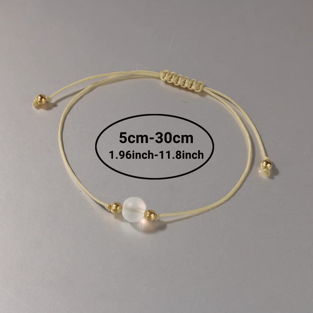 1pcs Hot-selling natural stone blue moonstone 8mm round beads + 3mm gold beads braided bracelet - a perfect gift. - 5