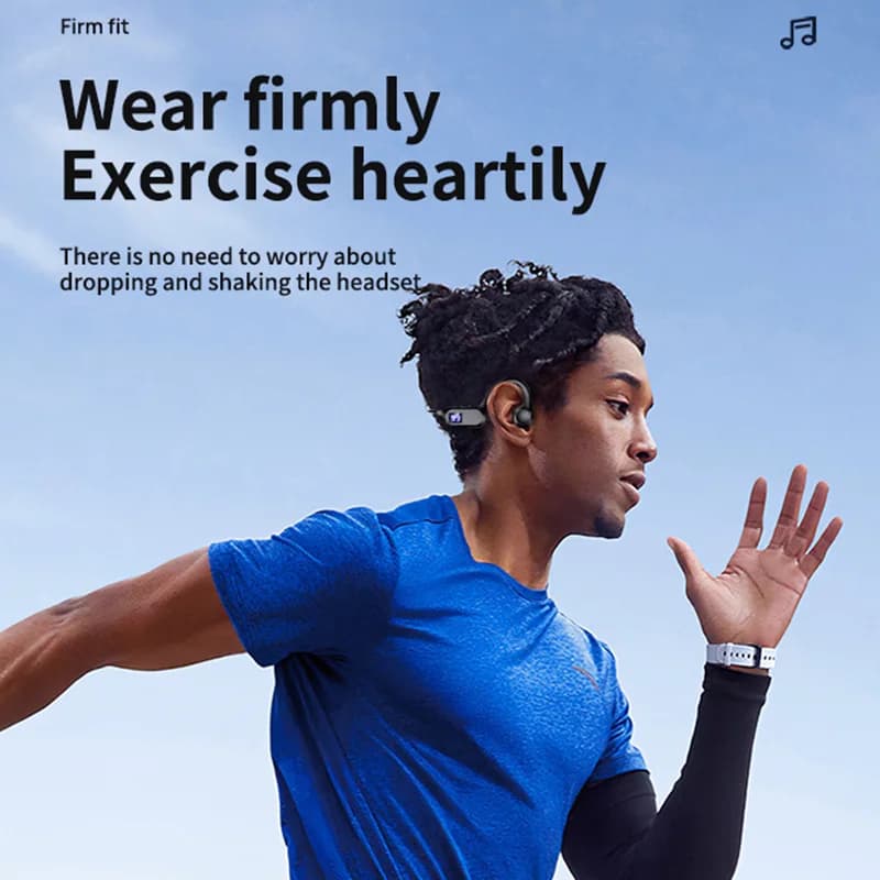 New Real Bone Conduction Wireless Earphone Sport Headphone Bluetooth-Compatible Headset Hands-free with Mic for Running - 5