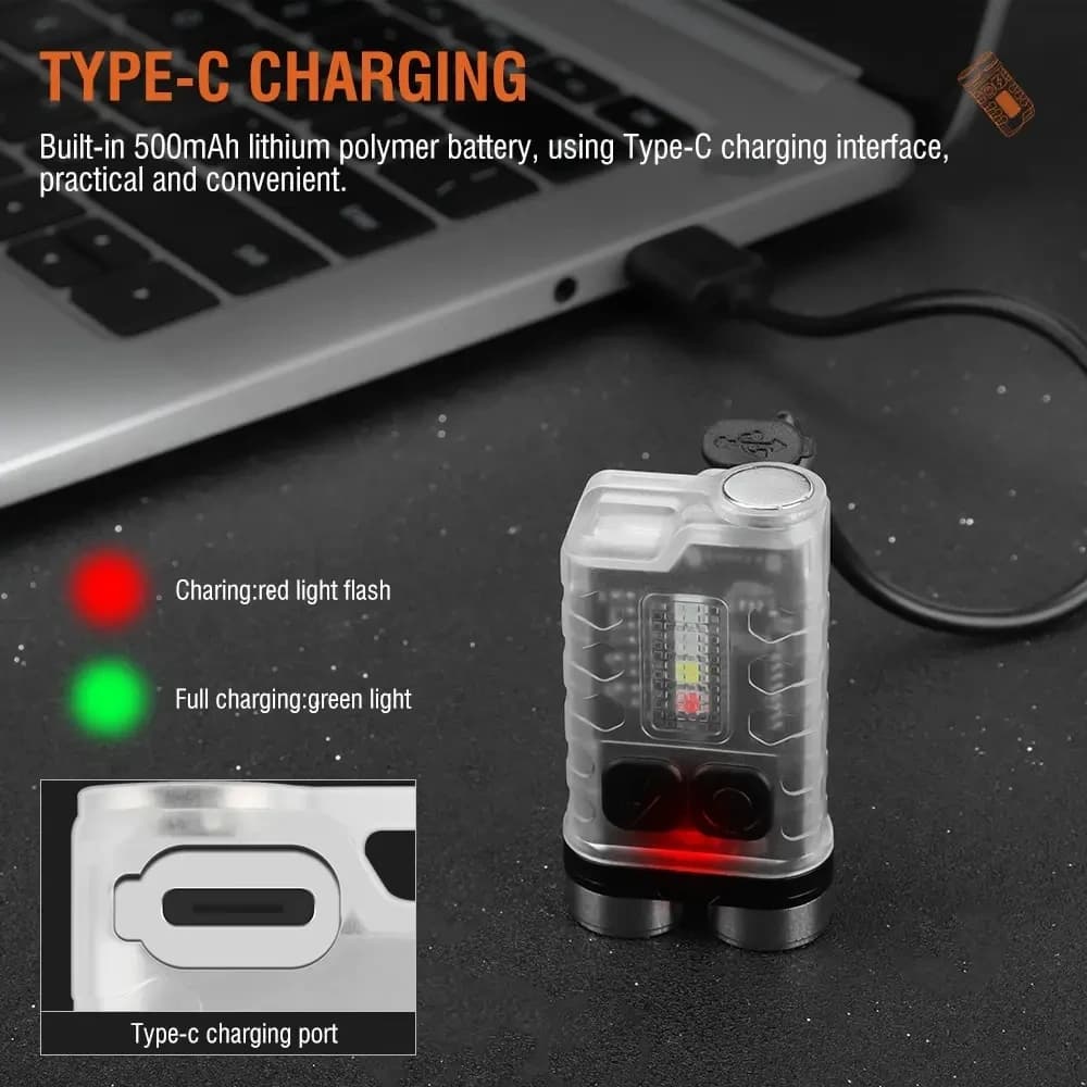 Mini Portable Keychain LED Flashlight TYPE C Rechargeable Camping Hiking Lantern High Power Luminous Flash Light Pocket Torch - 5