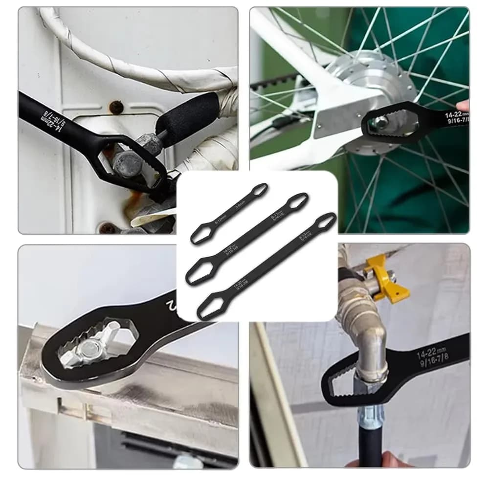 8-22 مللي متر 3-17 مللي متر نهاية مزدوجة العالمي وجع متعدد الوظائف ، الذاتي تشديد وجع أدوات إصلاح مفتاح ربط مزدوج الأطراف - 3