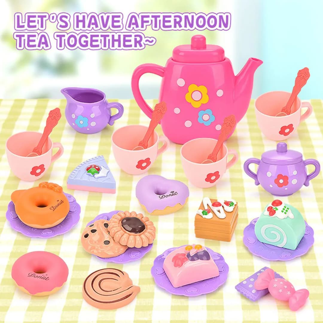Kids Tea/Pastry Set Toy Simulation Pretend Play Food Playset for Children Montessori Toddler Children Gift Kitchen Girl - 5