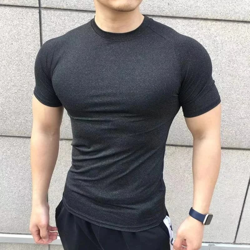 2024 New Men Summer Short Sleeve Fitness Shirt Running Sport Gym Compression T Shirt Workout Casual Elastic Force Tops Clothing - 2