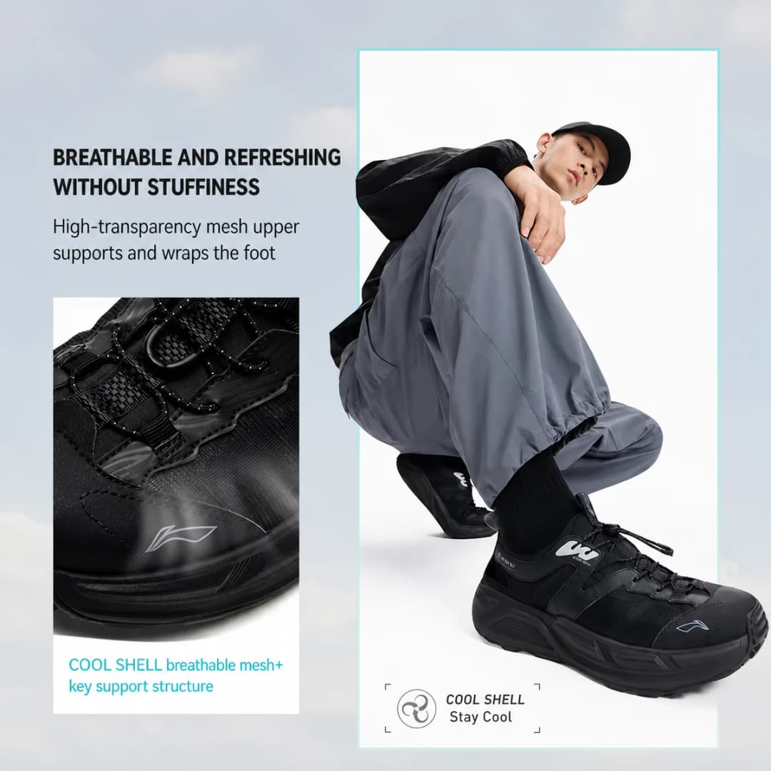 صنادل خارجية Li-Ning WUI COBBLES للجنسين، قابلة للتنفس، امتصاص الصدمات، خفيفة ومستقرة، صنادل ترفيهية AGHW003 - 4
