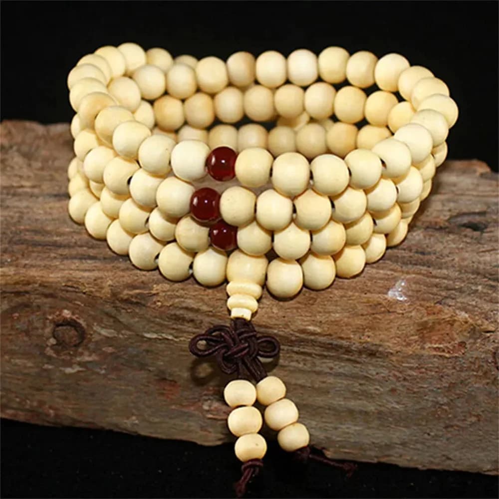 Natural Sandalwood Bracelet Men Buddhist Buddha Meditation Bead Bracelet For Women Prayer 108 Beads Rosary Hanging Decoration - 4