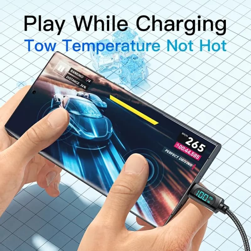 كابل Essager Type C إلى Type C بقوة 100 واط PD شحن سريع كابل عرض USB C إلى USB C لهواتف شاومي POCO F3 ريلمي ماك بوك آيباد - 5