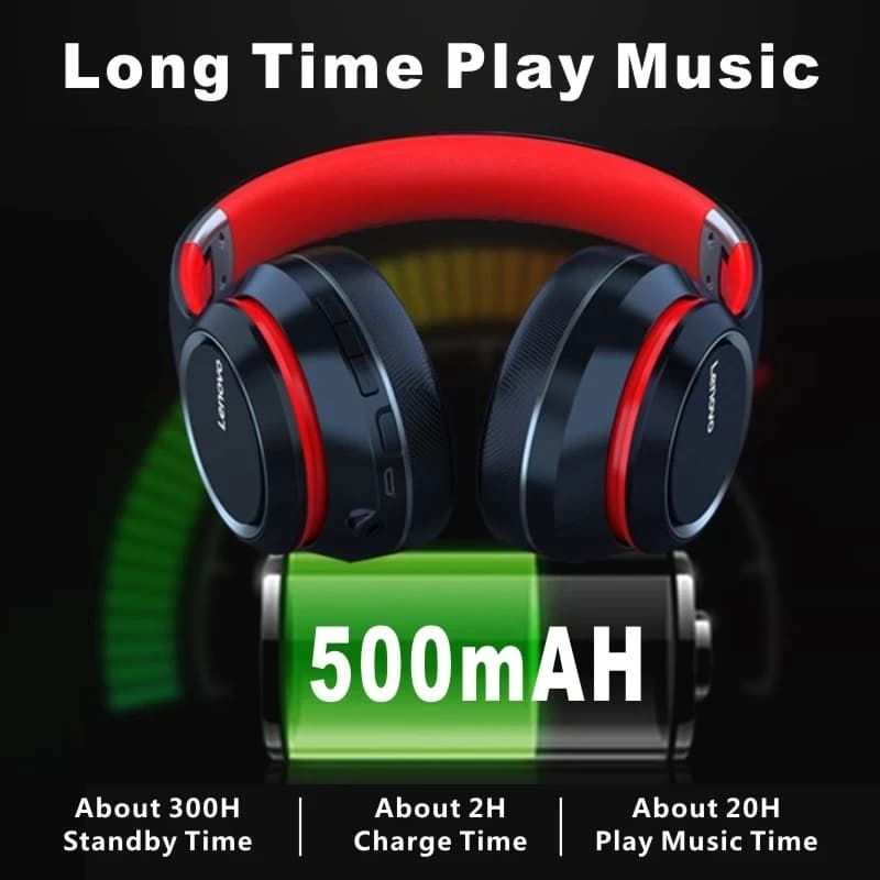 لينوفو HD200 بلوتوث سماعات أذن فوق الأذن قابلة للطي كمبيوتر سماعات رأس لاسلكية إلغاء الضوضاء هاي فاي ستيريو سماعة رأس ألعاب - 5