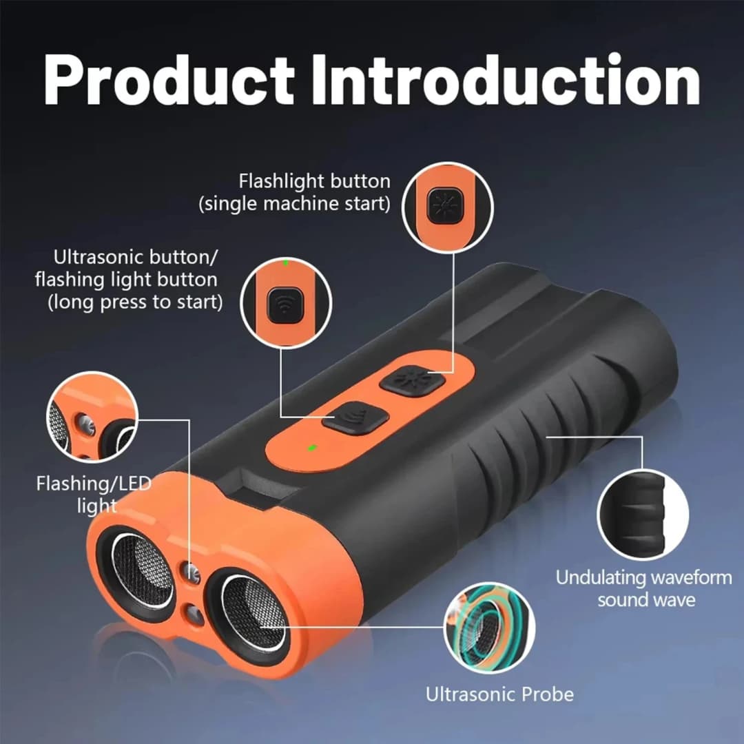 2025 Dual Head Ultrasonic Dog Repeller Anti Bark USB Rechargeable High-Power Dog Training Device with LED Flashlight - 2