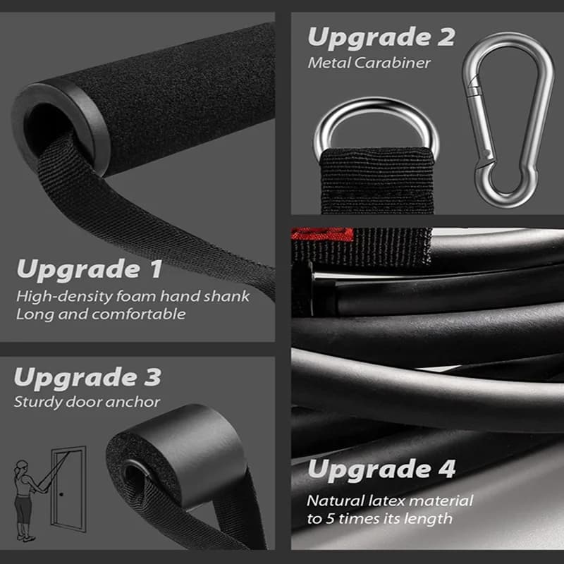 مجموعة أشرطة مقاومة 7 قطع، أشرطة تمارين محمولة، إكسسوارات صالة رياضية منزلية، موسع تمارين مطاطي مرن احترافي - 4
