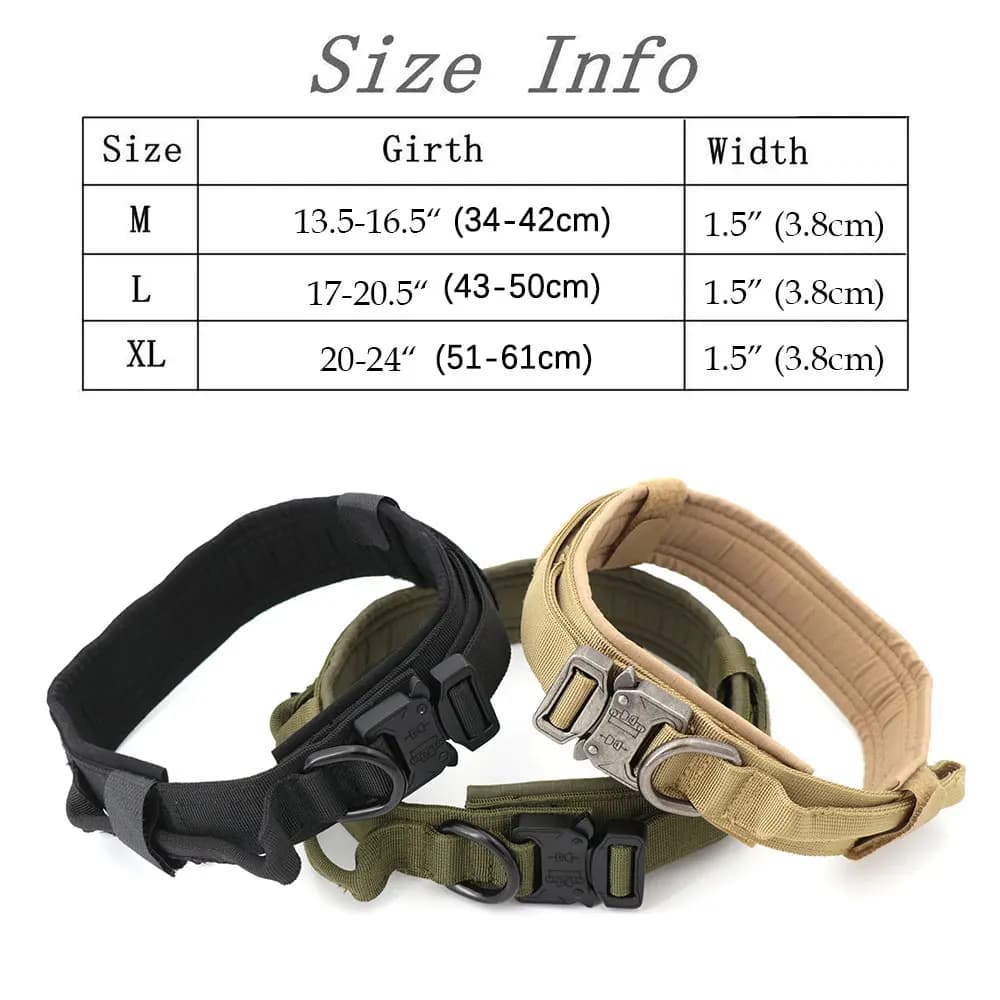 Heavy Duty Tactical Dog Collars with Handle Military Collar with Patch Outdoor Training and Walking for Medium and Large Dogs - 6