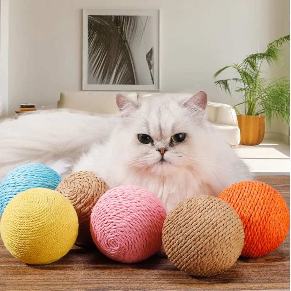 Interactive Sisal Cat Scratching Ball Toy For Kitten Teeth Cleaning Anti Bite 10CM Super Big Cat Ball Sounding Toy Pet Supplies - 6
