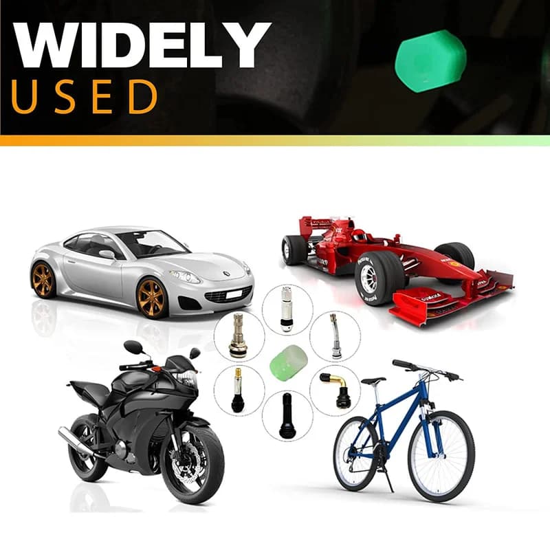 أغطية صمامات إطارات السيارة الفلورية العالمية، أغطية يدوية مرصعة بالكريستال، فوهات صمامات مضيئة، إكسسوارات السيارة، 4 قطع - 6