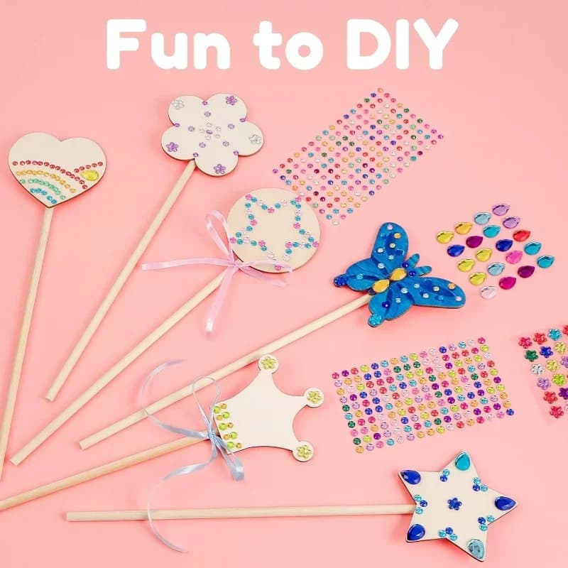 10pcs/pack Unfinished Wood Princess Fairy Wand DIY Fun Party Supplies for Birthday Parties Gift Craft Activity - 2