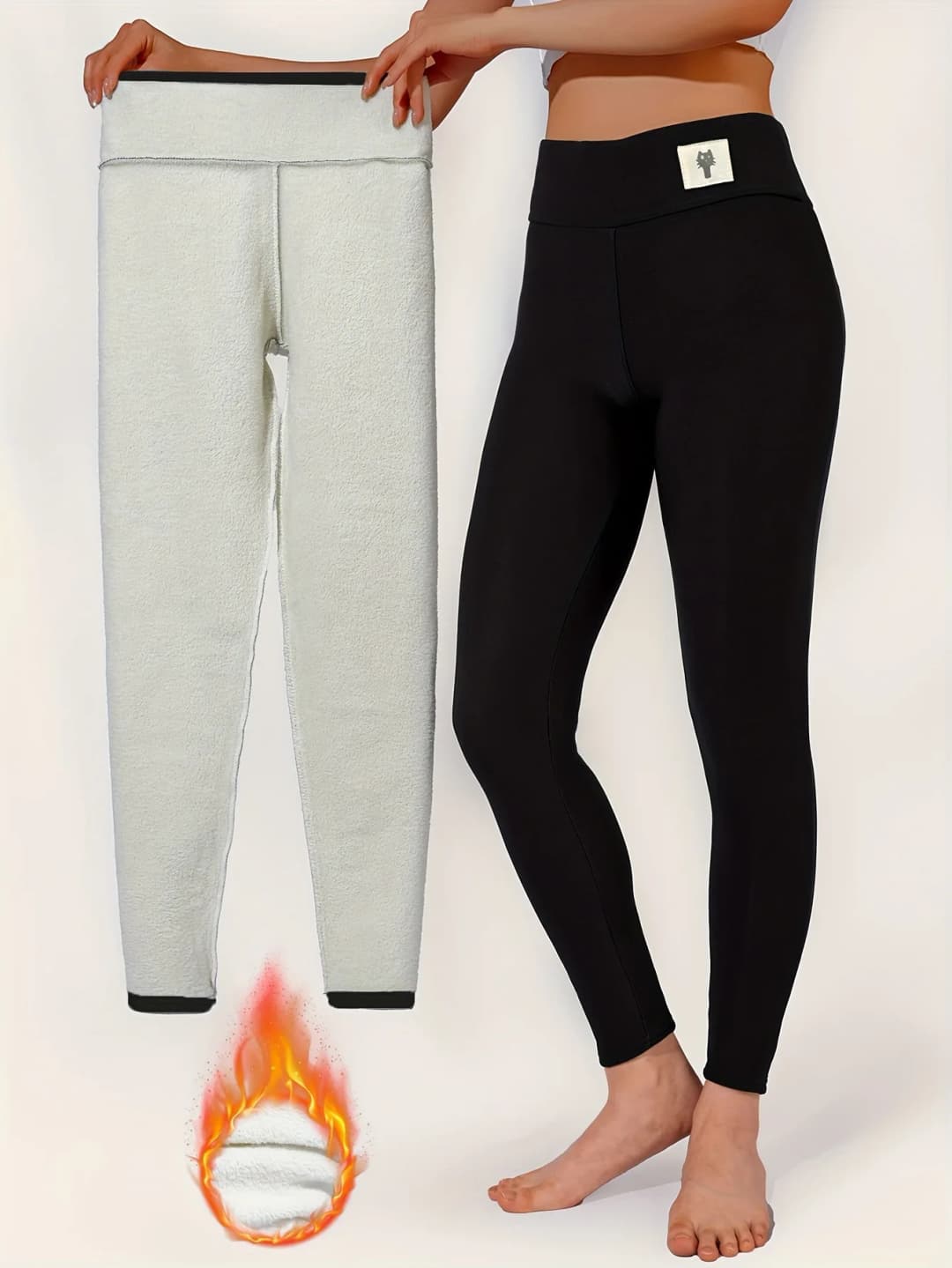 Winter Thicken Warm Leggings Women Lamb Cashmere Joggers High Waist Fleece Elastic Tights Warm Tights Pants Slim Velvet Legging - 5