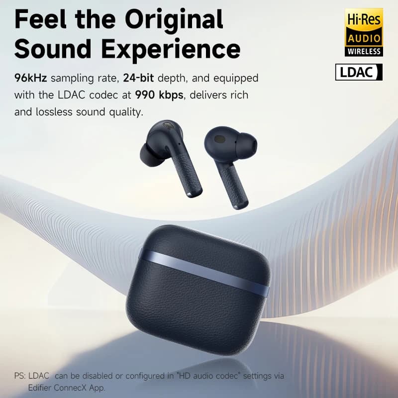 سماعات أذن لاسلكية Edifier W260NC مع إلغاء الضوضاء، بلوتوث 5.3، جودة صوت عالية الدقة LDAC، وقت تشغيل 32 ساعة، اتصال متعدد - 2