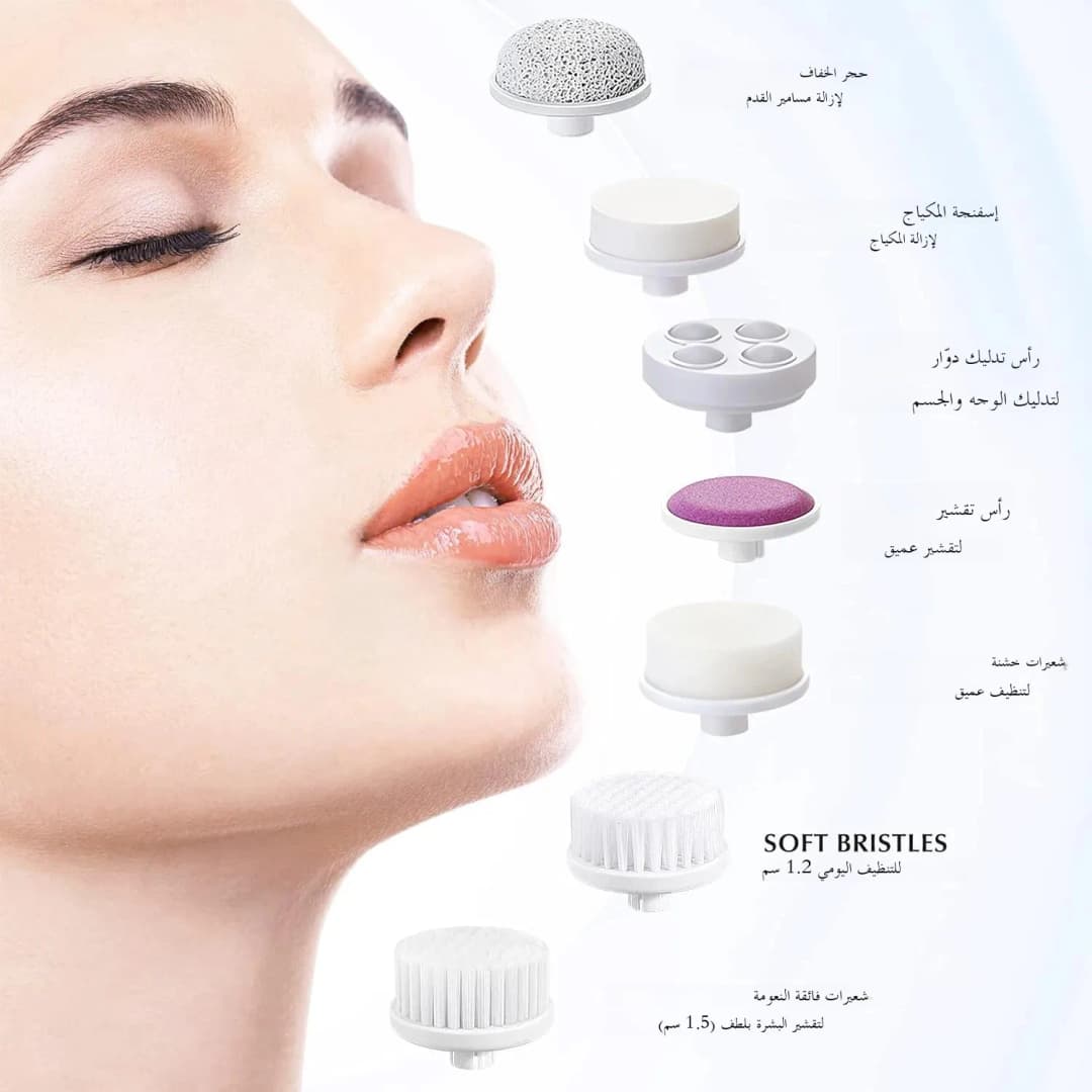 7-in-1 Electric Exfoliating Facial Cleansing Brush for Deep Cleansing and Massaging, with 7 Replaceable Brush Heads. - 3