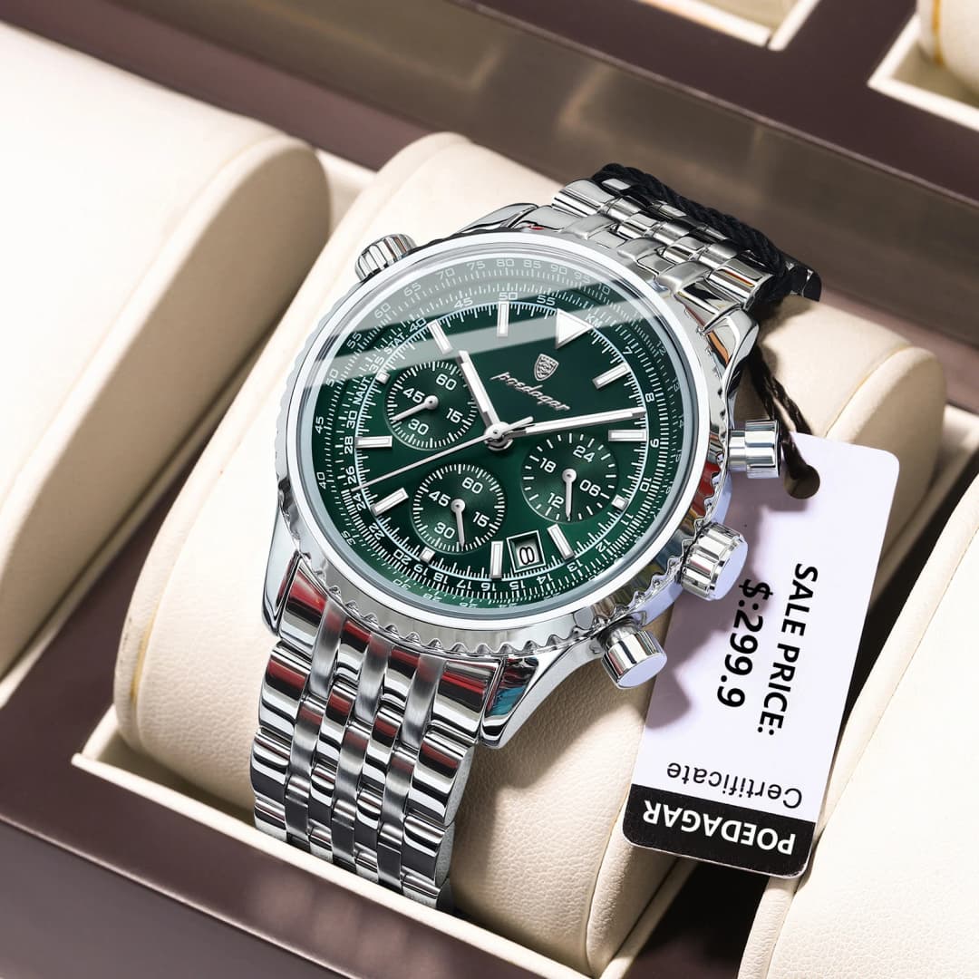POEDAGAR Top Luxury Men Watches Luminous Date Waterproof Chronograph Quartz Man Watch Stainless Steel Sport Military Men's Watch - 2