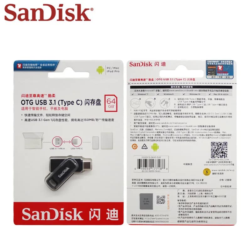 SanDisk Ultra Dual OTG Pen Drive USB 3.2 Type-C Flash Drive 64GB 128GB 256GB 512GB Up to 400Mb/s Memory Flash Disk for iPhone 15 - 6
