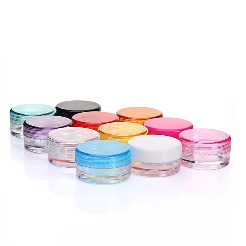 Empty Refillable Bottles 2g Travel Small Colorful Covers Clear Plastic Cosmetic Pot Jars With Lids Face Cream Lip Balm Container - 4
