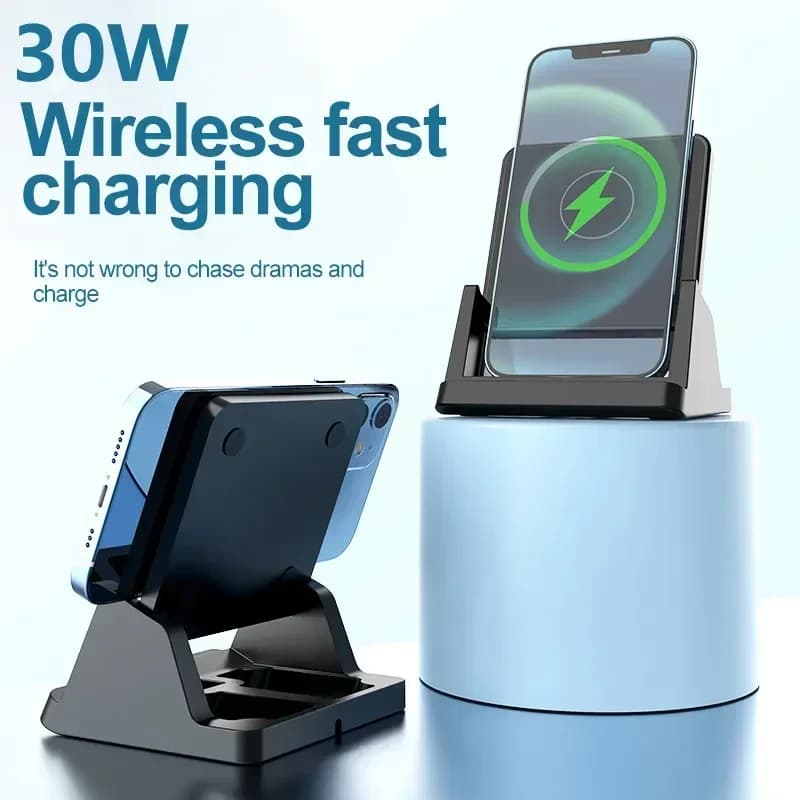 30W Wireless Charger Pad Stand Desktop Ultra-thin Mobile Phone For iPhone 15 14 13 12 Samsung Xiaomi Fast Charging Dock Station - 6