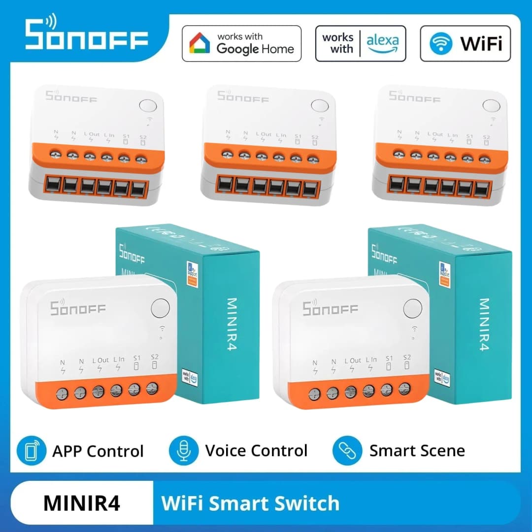 سونوف ميني R4 إكستريم سونوف Minir4 ميني سونوف R4 مفتاح ذكي واي فاي تحكم ثنائي الاتجاه للمنزل الذكي يعمل مع أليكسا وجوجل هوم