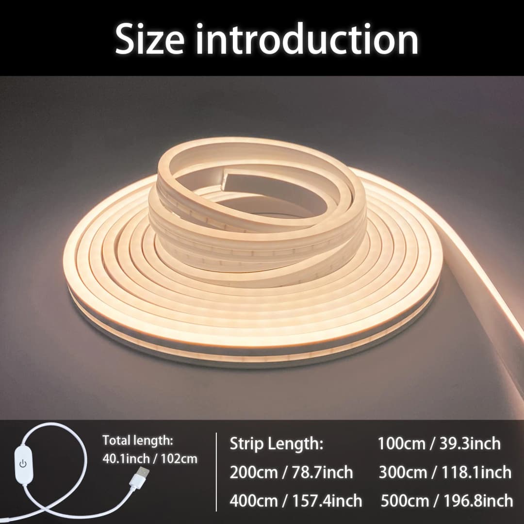 Neon LED Light Strip Smart Touch Sensor Switch Dimmable Neon Sign Flexible Led Ribbon Waterproof Rope Tube Lamp Backlight Decor - 6