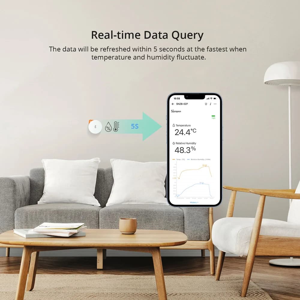 SONOFF SNZB-02P Zigbee Temperature Humidity Sensor High Accuracy Alert Smart Scene via eWeLink Work with Multiple Gateways - 3
