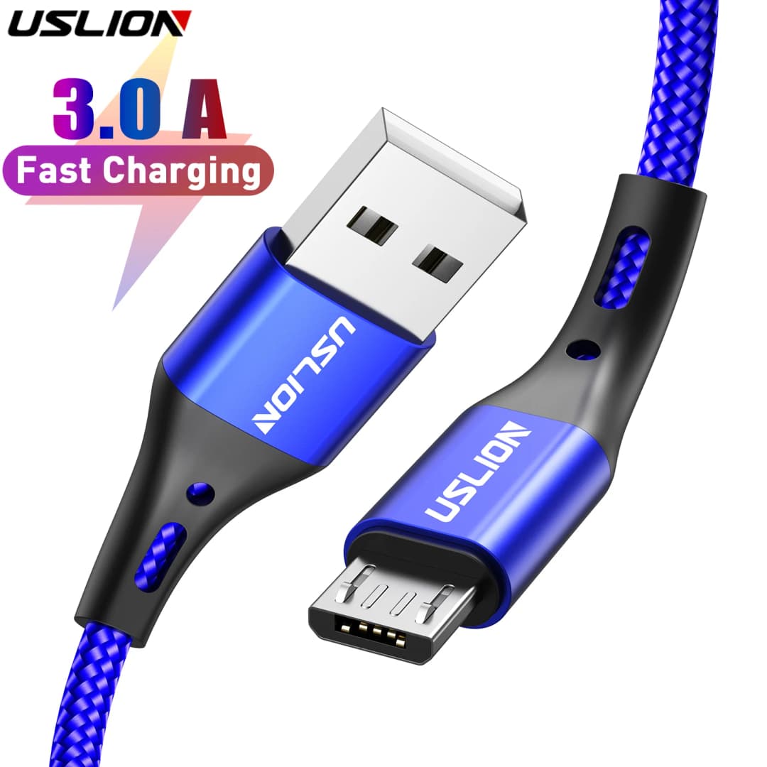 USLION 3A مايكرو USB كابل شحن سريع لسامسونج Xiaomi هواوي Realme ممن لهم أندرويد الهاتف المحمول USB سلك بيانات الحبل 0.5/1/2/3M