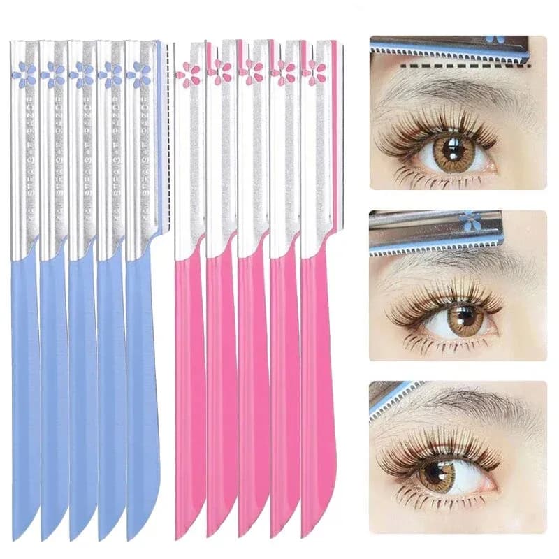 5pc Eyebrow Epilator Sets for Women Makeup Beauty Eyebrows Hair Removal Styling Tool Steel Blade Facial Razor Trimmer
