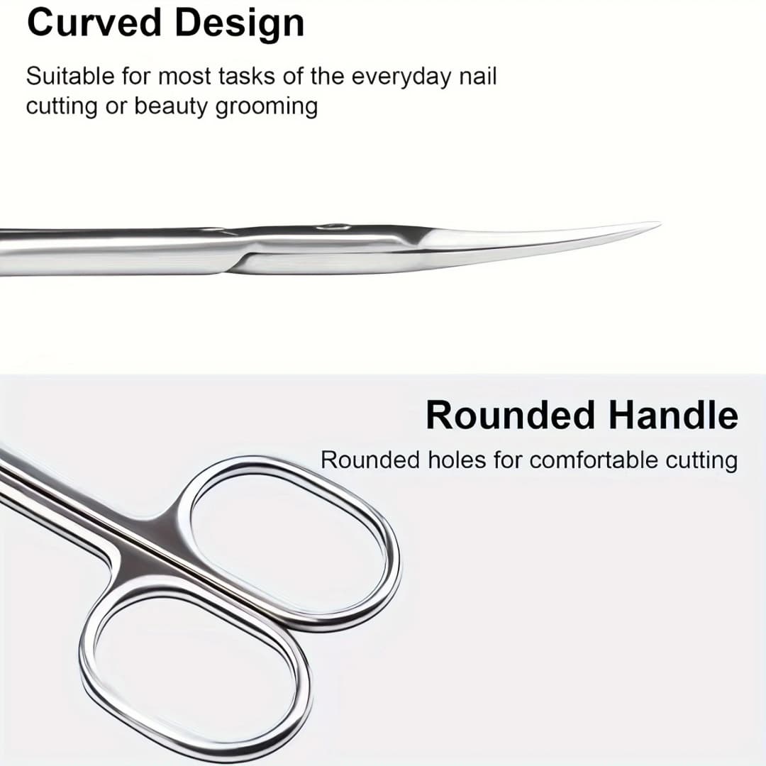 Curved Nose Hair Scissors Small Scissors for Beard Grooming, Eyelashes, Ear Hair Trimming Eyebrow Scissors - Professional Stainl - 4