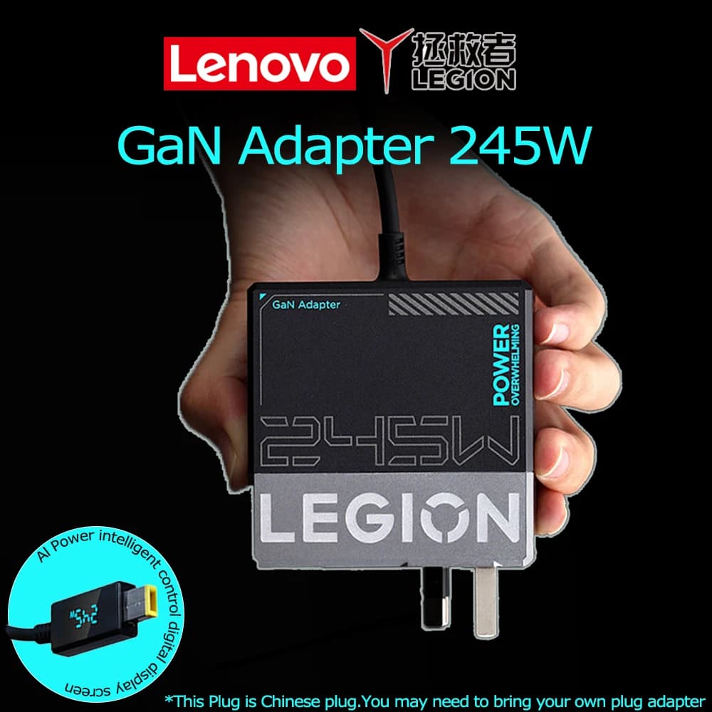 Lenovo New Legion 245W GaN  Adapter Fast Charging Official Power Adapter for Legion Laptops Notebooks Slim square E-Sports