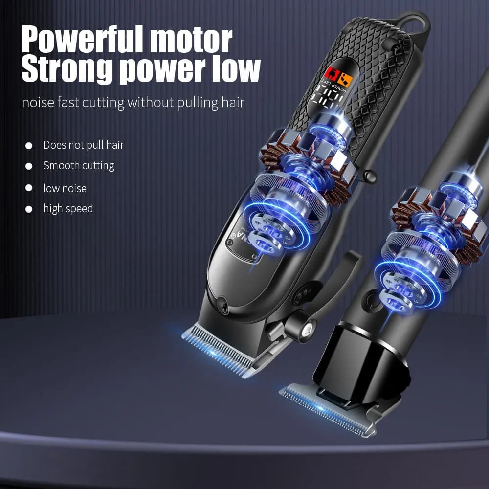 hiena Hair Clipper Kit for Men Electric Shaver Hair Trimmer Professional Cutting Machine Hair Trimmer with LCD Digital Display - 5