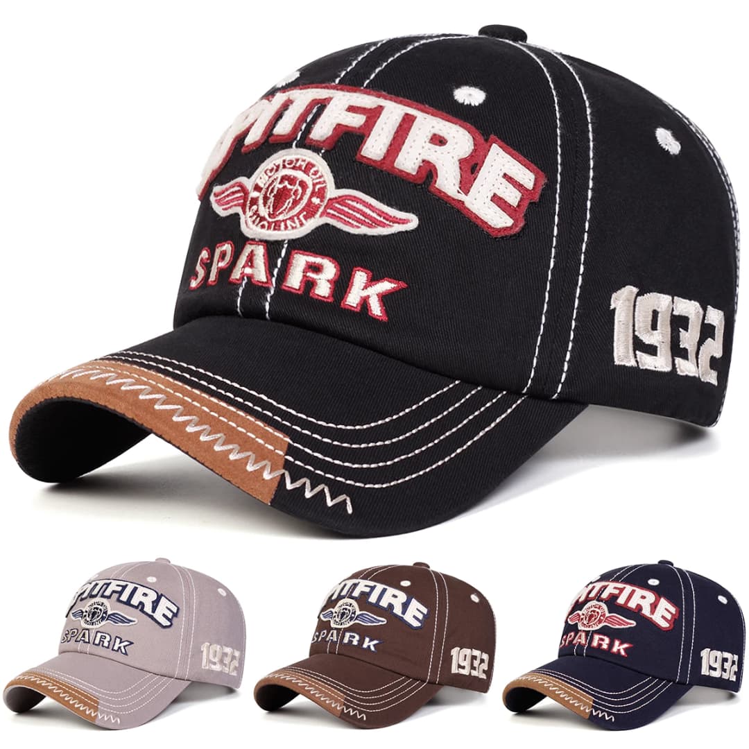 قبعات بيسبول مطرزة SPITFIRE SPARK للجنسين، قبعات قابلة للتعديل للربيع والخريف، قبعة واقية من الشمس للاستخدام اليومي والرياضي