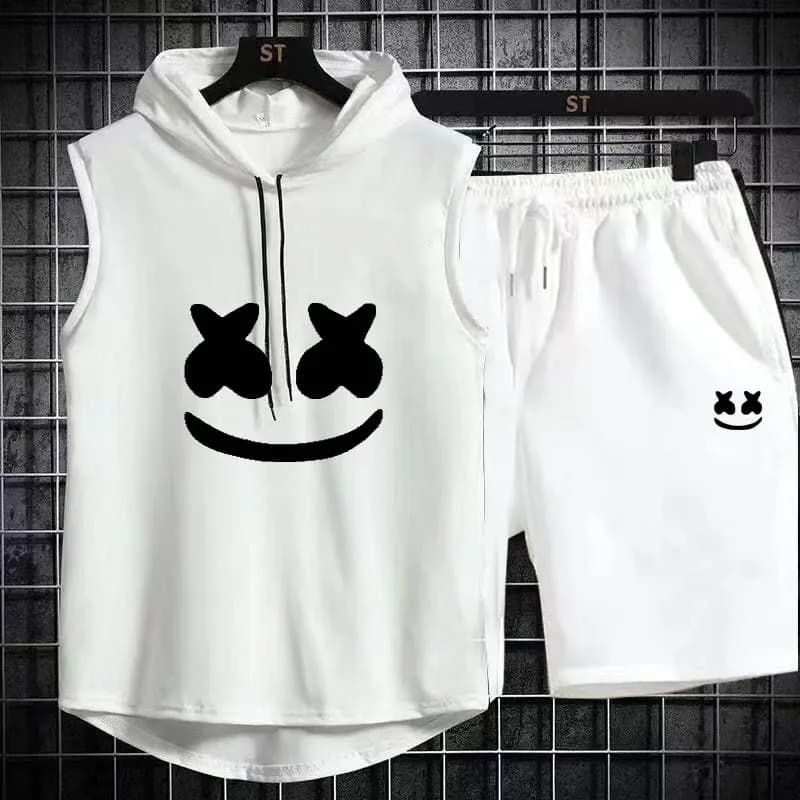 Brand Summer Men's Two Piece Set CasualT-Shirt and Shorts Set Mens Sports Suit Fashion Short Sleeve Tracksuit Hooded T-shirt - 3