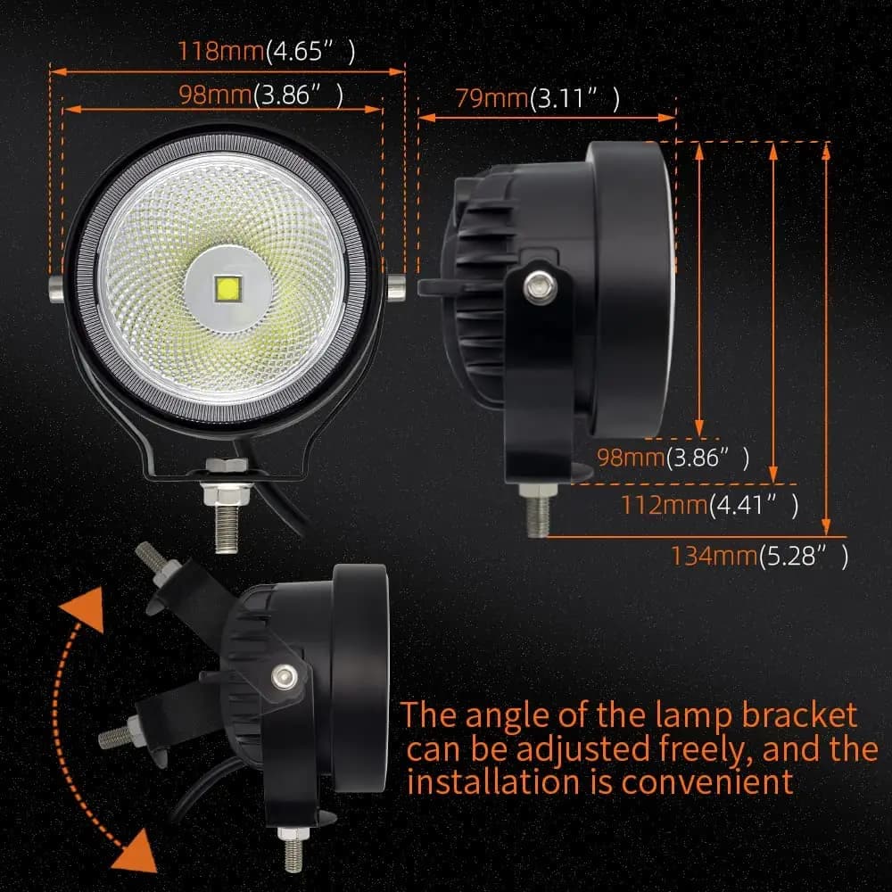 NLpearl 2pcs 12V 24V Led Work Light Offroad 4 Inch Round Spotlights Fog Light For Car ATV Dirt Bike Pickup Truck Boat Motorcycle - 2