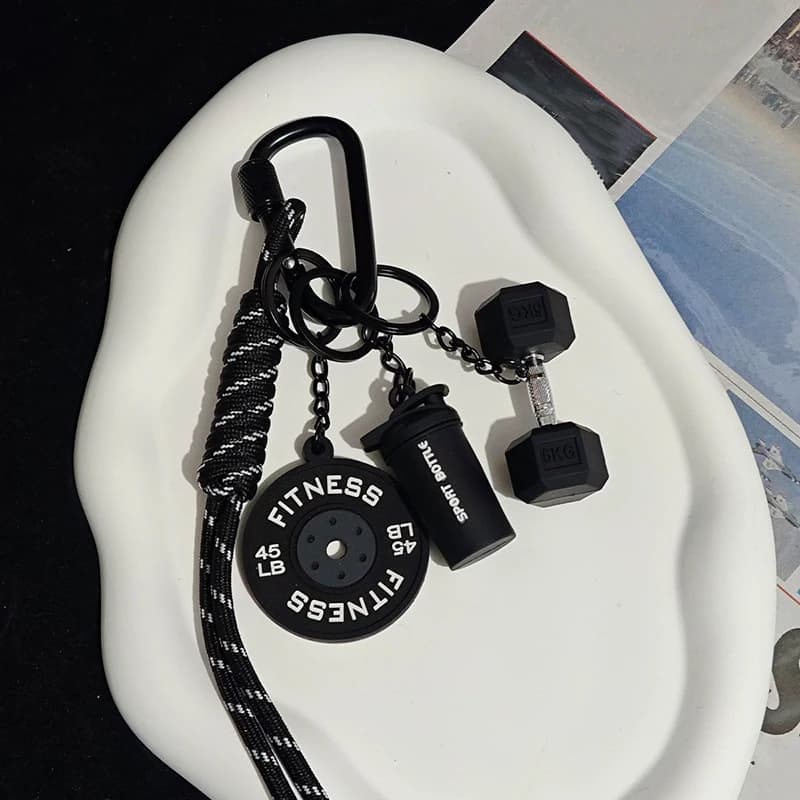 سلسلة مفاتيح للياقة البدنية، هدية مميزة لعشاق الرياضة، ملحقات لأكياس التمرين وزجاجات المياه، مع مشبك على شكل حرف D - 3