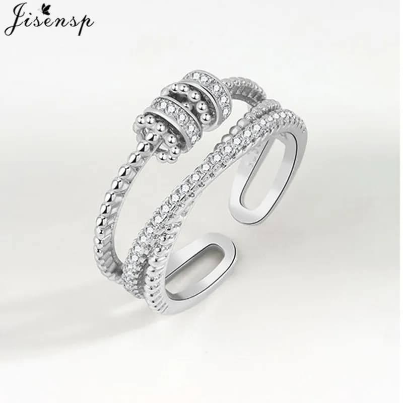 Simple Metal Beads Fidget Rotating Rings for Women Men Rotate Freely Anti Stress Anxiety Ring Spiral Round Ball Rotate Jewlery - 2