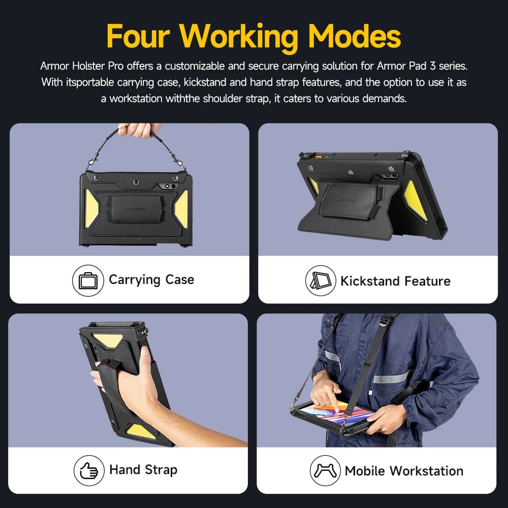 Ulefone Armor Holster Pro Original Tablet Leather Case with Carrying Bag, Stand and Handheld Holder for Armor Pad 3 Pro. - 3