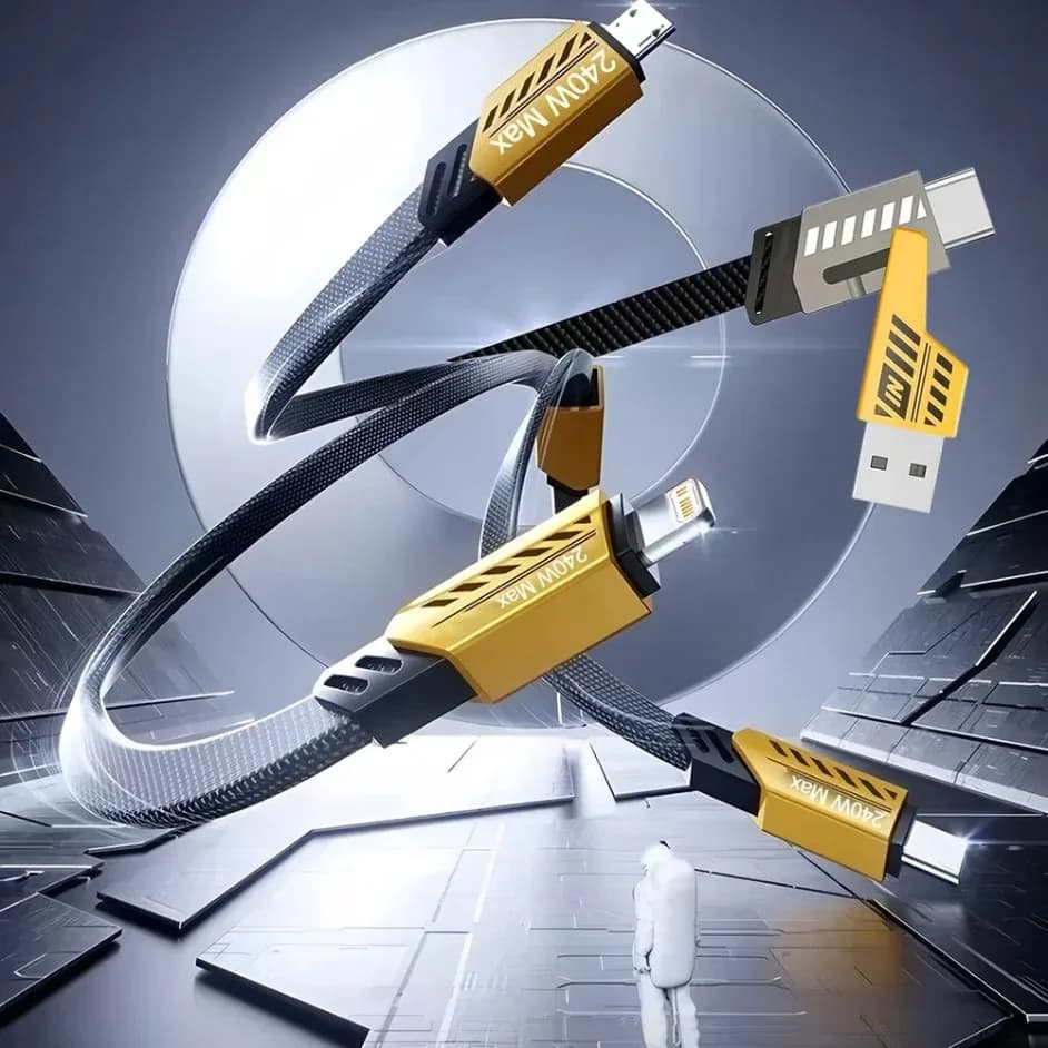 2 في 3 USB كابل شحن سريع 240 واط نايلون مضفر متعدد المنافذ نوع C كابل شاحن الهاتف المحمول الحبل آيفون 16 سامسونج شاومي - 6