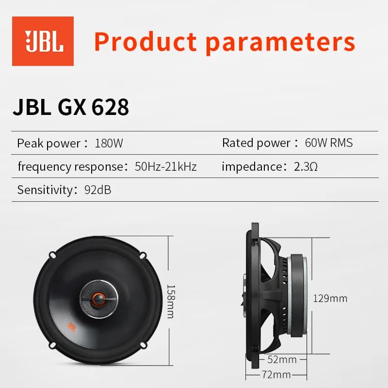 سماعات سيارة JBL محورية تريبل ميد - صوت باس ألمنيوم مواد ألمنيوم سماعات ستيريو تريبل - 3