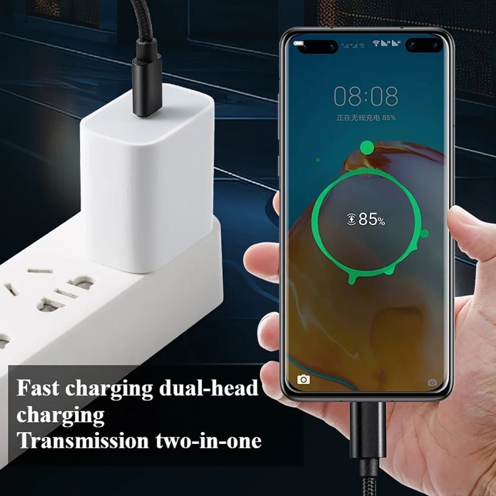66 واط نايلون مضفر USB C إلى نوع C كابل شحن سريع 5A شحن سريع TypeC إلى Type-C PD شاحن بيانات الحبل 1 متر 2 متر 3 متر خط محول - 3