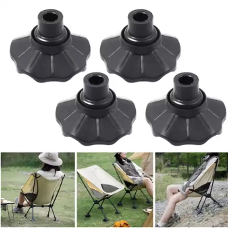 4Pcs Wear-resistant Non-Slip Camping Chair Foot Pads Adjustable Leg Caps For Folding Chair Or Stool Practical Outdoor Accessory - 4